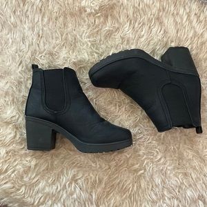 Faux matte leather black booties